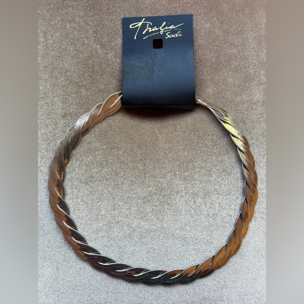 Thalia Sodi Silver Braid Heronbone Necklace